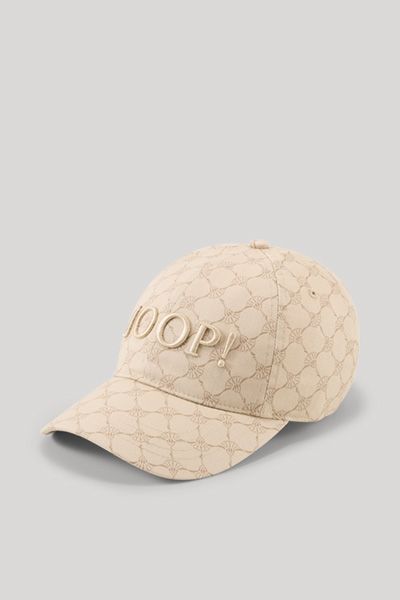JOOP! Agatha Cap in Beige Cornflower Monogramm-Print Logo