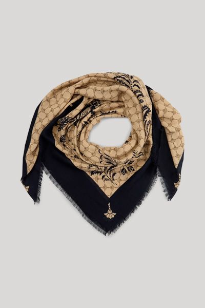 JOOP! Adalia Schal in Beige Marineblau Kornblume Blumendruck