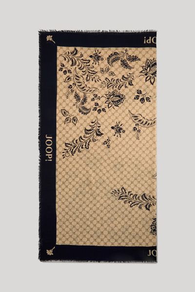 JOOP! Adalia Schal in Beige Marineblau Kornblume Blumendruck