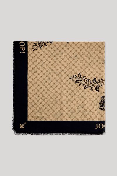 JOOP! Adalia Schal in Beige Marineblau Kornblume Blumendruck