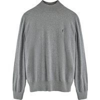 Grauer Strickpullover mit Stehkragen