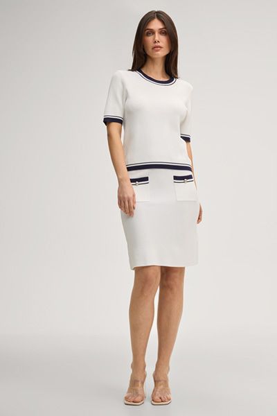 Kolanka Strickrock in Offwhite mit gestreiften Taschen