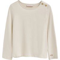 Ecru Langarmshirt mit Knopfdetails