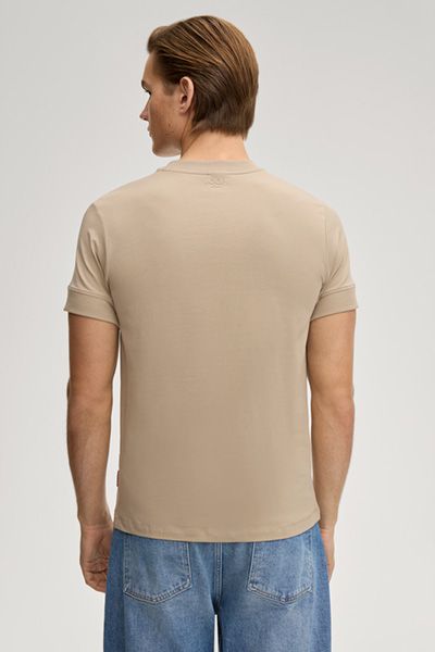 Joop Jeans Cedric Beige T-Shirt mit umgeschlagenen kurzen Ärmeln
