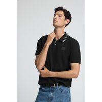 Klassisches schwarzes Piqué Poloshirt