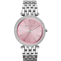 Elegante Edelstahl-Uhr mit rosafarbenem Zifferblatt