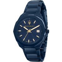 Blaue Edelstahl Quarz Herrenuhr