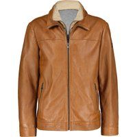 Herren Cognac Lederjacke mit Kragen