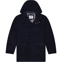 Marineblauer Wollmix Mantel mit Kapuze
