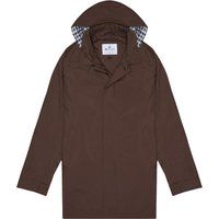 Brauner, packbarer Trenchcoat mit Kapuze