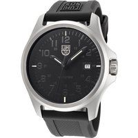 Edelstahl Uhr mit schwarzem Zifferblatt