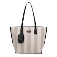 Gestreifte Canvas Shopper Tote Bag
