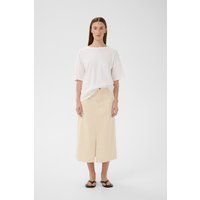 Beiger Midi A-Linien Jeansrock