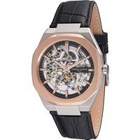 Elegante Skelett-Zifferblatt-Uhr mit Lederarmband