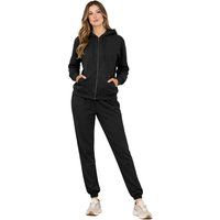 Damen Zip-Up Hoodie Trainingsanzug Set