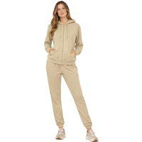 Damen Zip-Up Hoodie Trainingsanzug Set