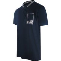 Marineblaues Poloshirt mit Box-Logo