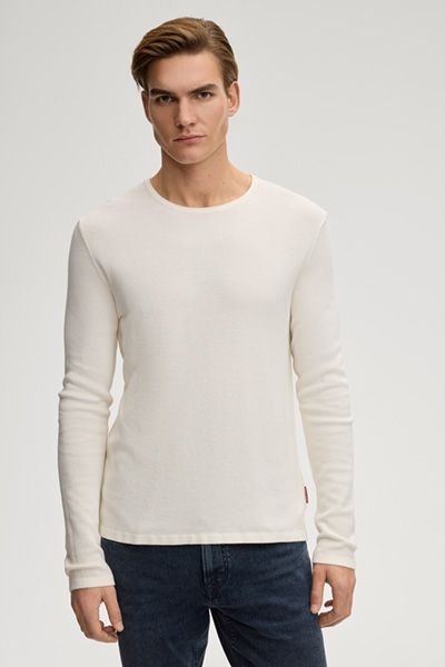 Pullover Svenor Offwhite Baumwolle Langarm Rundhalsausschnitt Casual Unisex