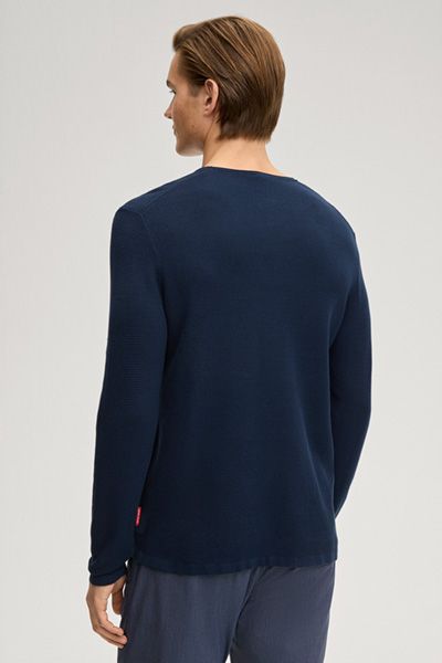 Joop! Jeans Svenor Marineblaues Baumwoll Langarm Rundhals Pullover
