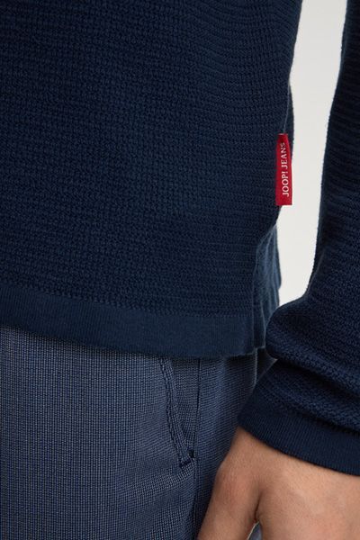 Joop! Jeans Svenor Marineblaues Baumwoll Langarm Rundhals Pullover