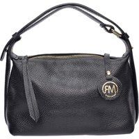 Genarbte Ledertasche mit Logo-Anhänger