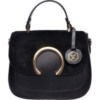 Elegante schwarze Lederhandtasche mit Griff