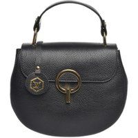 Elegante schwarze Lederhandtasche mit Griff