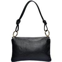 Schwarze Schultertasche aus genarbtem Leder