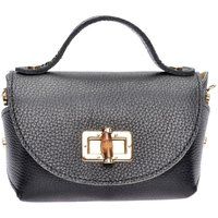 Schwarze Schultertasche aus genarbtem Leder
