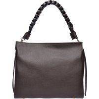 Braune Ledertasche mit geflochtenem Griff