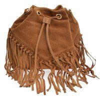 Braune Wildleder-Fransen-Beuteltasche