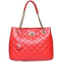 Gesteppte Leder-Schultertasche mit Kette