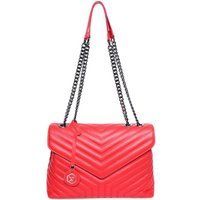 Chevron-Stepp-Schultertasche aus Leder
