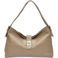 Beige Leder Hobo Schultertasche