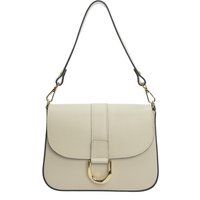 Beige Ledertasche mit Schnalle