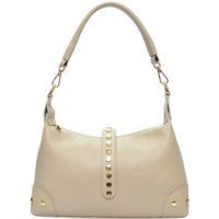 Beige Ledertasche mit Schnalle