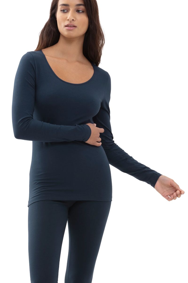 mey Unterhemd Cotton Pure, Langarm, für Damen, blau, 38