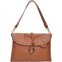 Genarbtes Leder Schultertasche Knotendetail