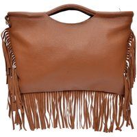Braune Schultertasche aus Wildleder