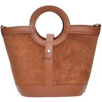 Wildlederhandtasche mit Griff
