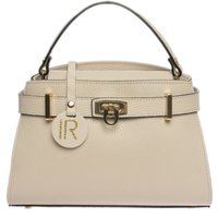 Beige Lederschultertasche