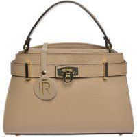 Beige Lederschultertasche