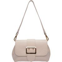 Beige Lederschultertasche