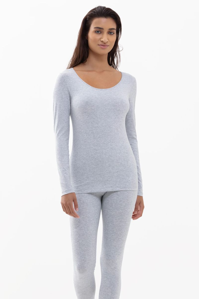 mey Unterhemd Cotton Pure, Langarm, für Damen, grau, 36