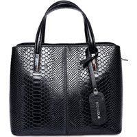 Strukturierte Lederhandtasche mit Griff