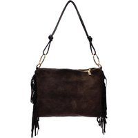 Braune Wildleder-Fransen-Schultertasche