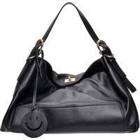 Gewebte Schultertasche mit Lederbesatz