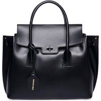Gewebte Schultertasche mit Lederbesatz