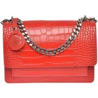 Strukturierte Ledertasche mit Kette