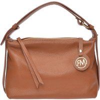 Braune Schultertasche aus genarbtem Leder